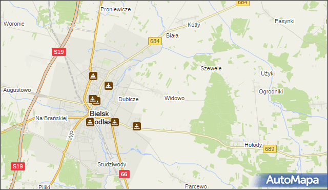 mapa Widowo, Widowo na mapie Targeo