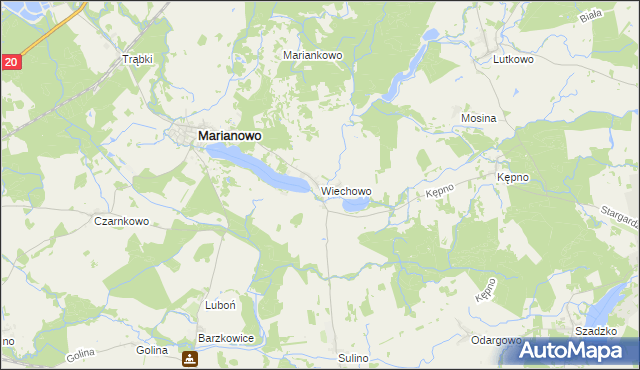 mapa Wiechowo, Wiechowo na mapie Targeo