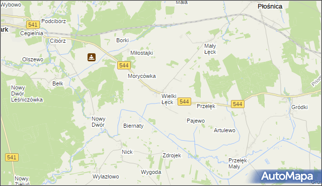 mapa Wielki Łęck, Wielki Łęck na mapie Targeo