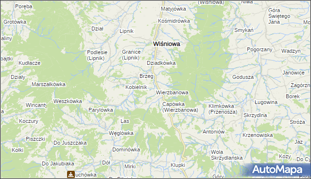 mapa Wierzbanowa, Wierzbanowa na mapie Targeo