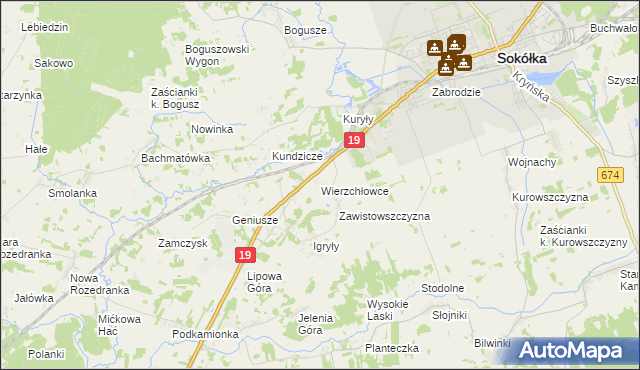 mapa Wierzchłowce, Wierzchłowce na mapie Targeo