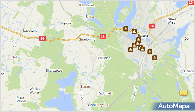 mapa Wikielec gmina Iława, Wikielec gmina Iława na mapie Targeo