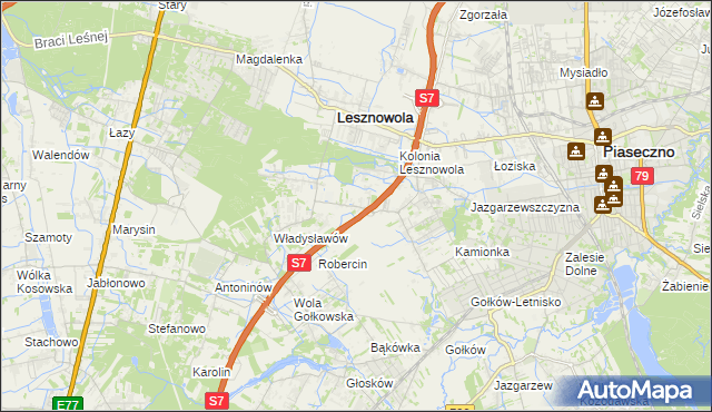 mapa Wilcza Góra gmina Lesznowola, Wilcza Góra gmina Lesznowola na mapie Targeo