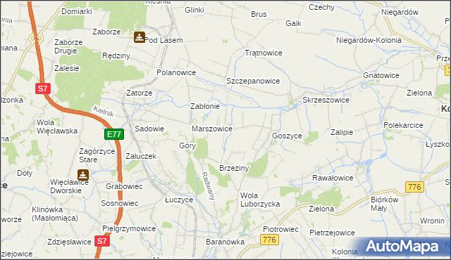 mapa Wilków gmina Kocmyrzów-Luborzyca, Wilków gmina Kocmyrzów-Luborzyca na mapie Targeo