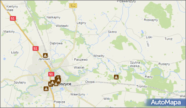 mapa Wirwilty, Wirwilty na mapie Targeo