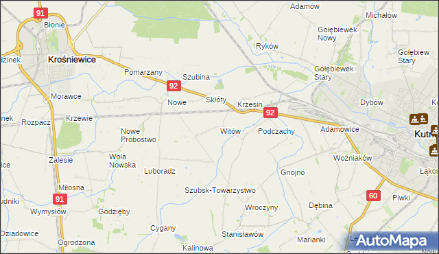 mapa Witów gmina Krośniewice, Witów gmina Krośniewice na mapie Targeo