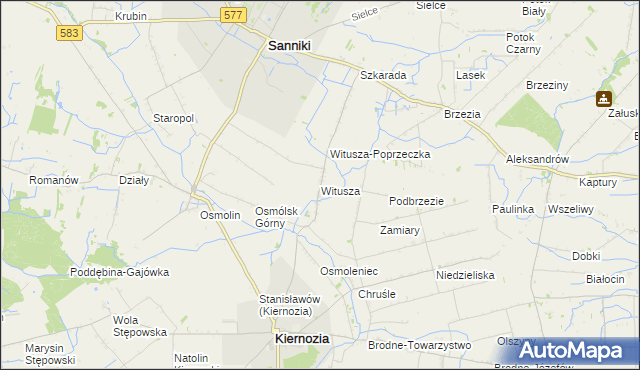 mapa Witusza, Witusza na mapie Targeo