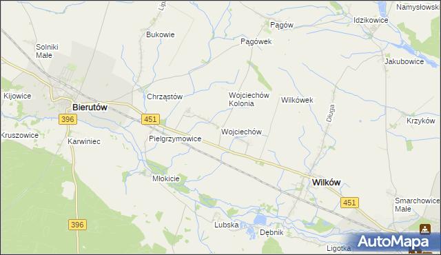 mapa Wojciechów gmina Wilków, Wojciechów gmina Wilków na mapie Targeo