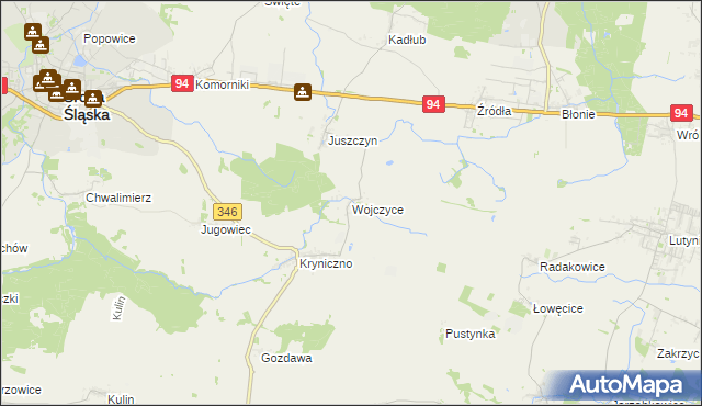 mapa Wojczyce, Wojczyce na mapie Targeo