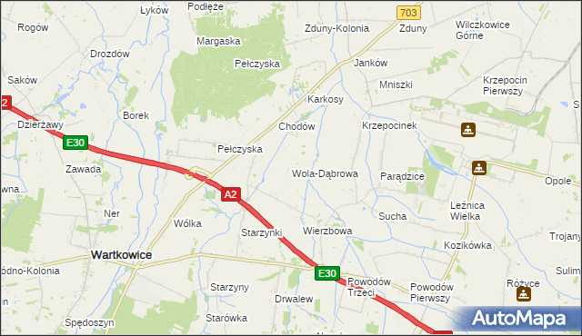 mapa Wola-Dąbrowa, Wola-Dąbrowa na mapie Targeo