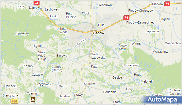 mapa Wola Łagowska, Wola Łagowska na mapie Targeo