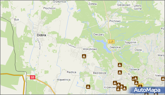 mapa Wołczkowo, Wołczkowo na mapie Targeo