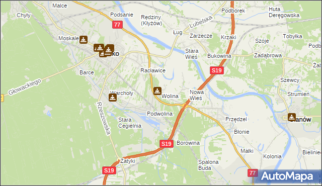 mapa Wolina, Wolina na mapie Targeo
