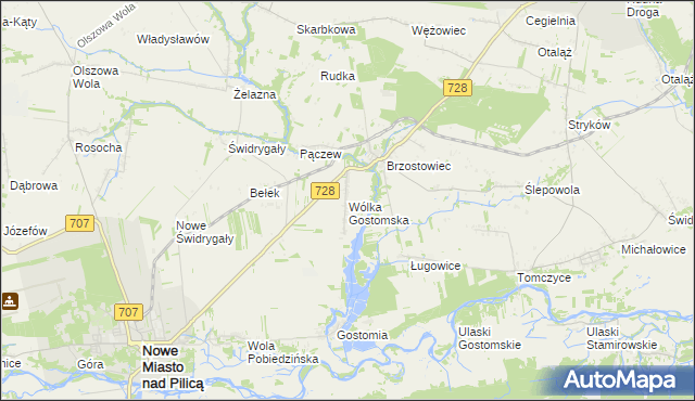 mapa Wólka Gostomska, Wólka Gostomska na mapie Targeo