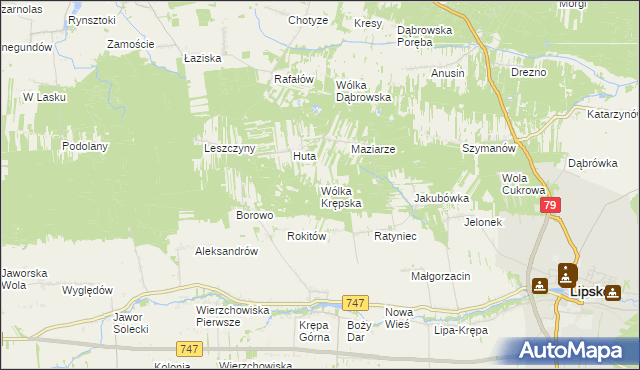 mapa Wólka Krępska, Wólka Krępska na mapie Targeo