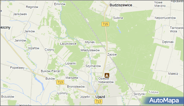 mapa Wykno gmina Ujazd, Wykno gmina Ujazd na mapie Targeo