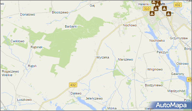 mapa Wyrzeka, Wyrzeka na mapie Targeo