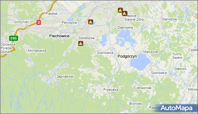 mapa Zachełmie gmina Podgórzyn, Zachełmie gmina Podgórzyn na mapie Targeo