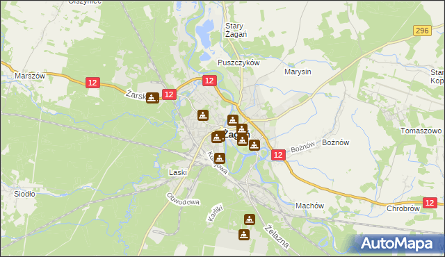 mapa Żagań, Żagań na mapie Targeo