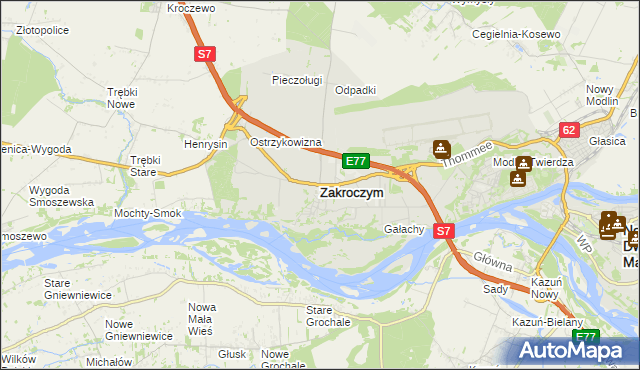 mapa Zakroczym, Zakroczym na mapie Targeo