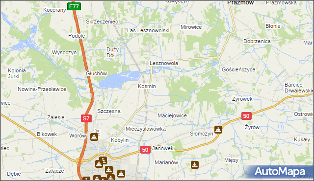 mapa Zakrzewska Wola gmina Grójec, Zakrzewska Wola gmina Grójec na mapie Targeo