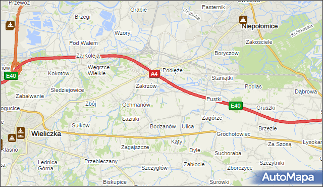 mapa Zakrzowiec, Zakrzowiec na mapie Targeo