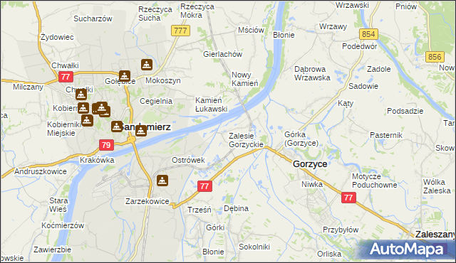 mapa Zalesie Gorzyckie, Zalesie Gorzyckie na mapie Targeo