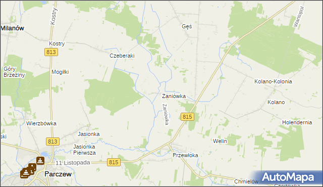 mapa Zaniówka, Zaniówka na mapie Targeo
