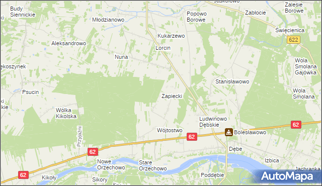 mapa Zapiecki gmina Pomiechówek, Zapiecki gmina Pomiechówek na mapie Targeo