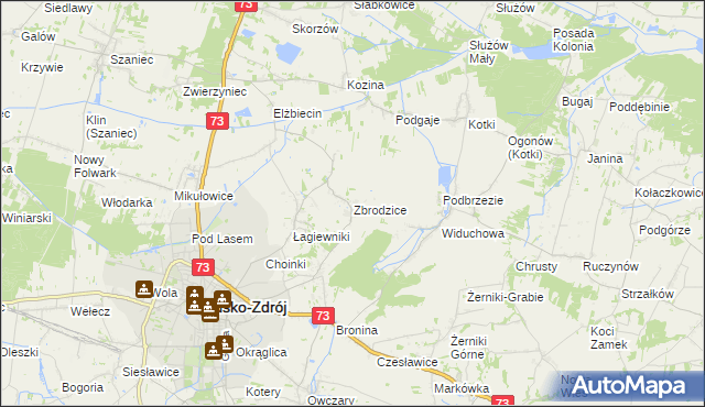 mapa Zbrodzice, Zbrodzice na mapie Targeo