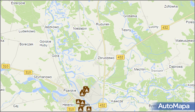 mapa Zbrudzewo, Zbrudzewo na mapie Targeo
