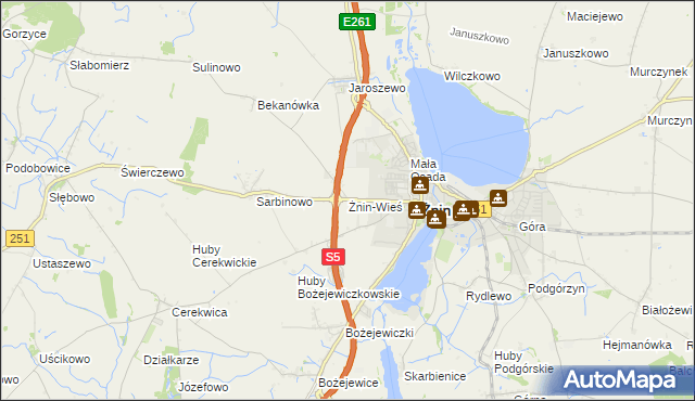 mapa Żnin-Wieś, Żnin-Wieś na mapie Targeo