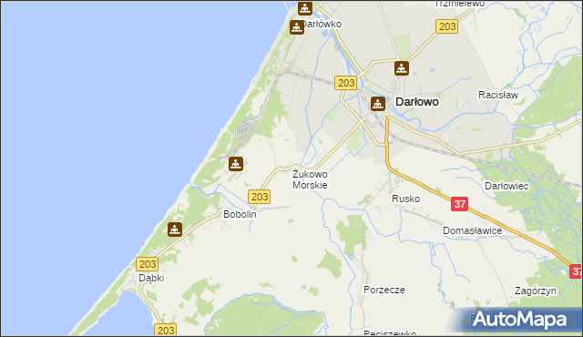 mapa Żukowo Morskie, Żukowo Morskie na mapie Targeo