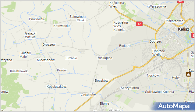 mapa Biskupice gmina Nowe Skalmierzyce, Biskupice gmina Nowe Skalmierzyce na mapie Targeo