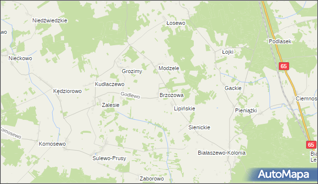 mapa Brzozowa gmina Grajewo, Brzozowa gmina Grajewo na mapie Targeo