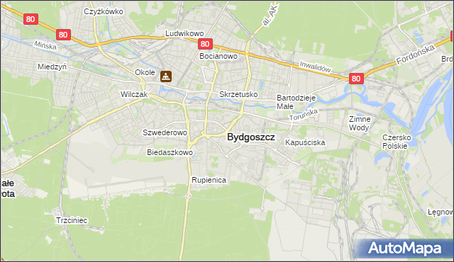 mapa Bydgoszczy, Bydgoszcz na mapie Targeo