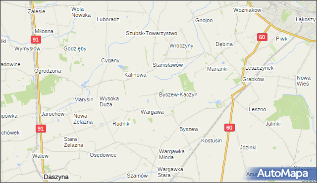 mapa Byszew-Kaczyn, Byszew-Kaczyn na mapie Targeo