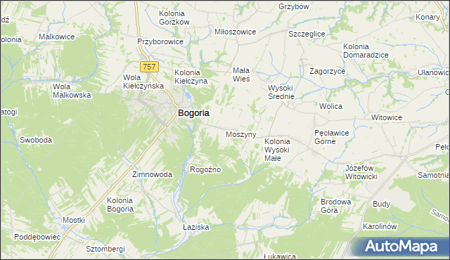 mapa Moszyny, Moszyny na mapie Targeo