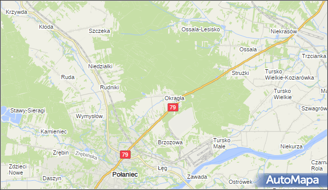 mapa Okrągła, Okrągła na mapie Targeo