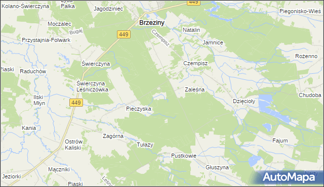 mapa Pieczyska Leśniczówka, Pieczyska Leśniczówka na mapie Targeo