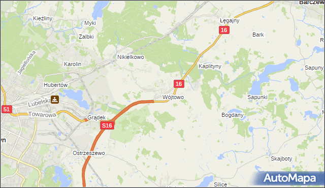 mapa Wójtowo gmina Barczewo, Wójtowo gmina Barczewo na mapie Targeo