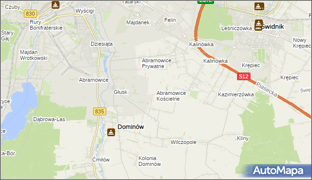 mapa Abramowice Kościelne, Abramowice Kościelne na mapie Targeo