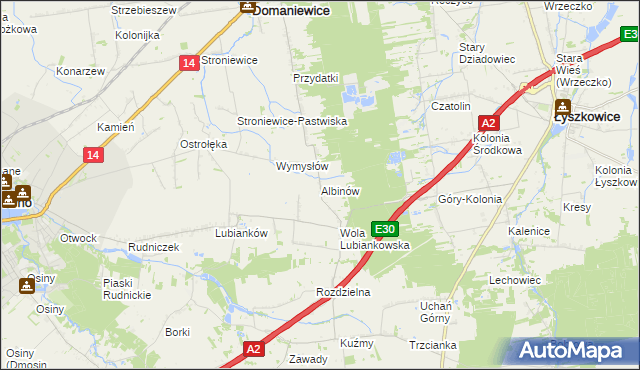 mapa Albinów gmina Głowno, Albinów gmina Głowno na mapie Targeo