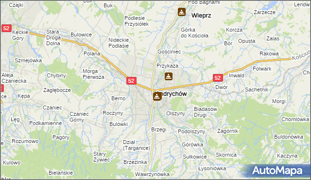mapa Andrychów, Andrychów na mapie Targeo