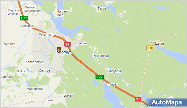 mapa Bagieńsko, Bagieńsko na mapie Targeo