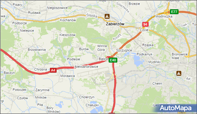 mapa Balice gmina Zabierzów, Balice gmina Zabierzów na mapie Targeo
