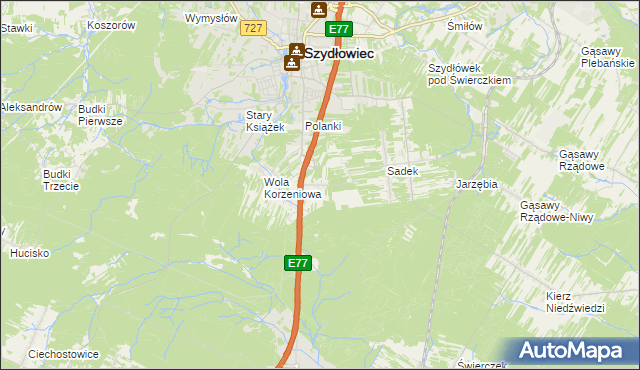 mapa Barak gmina Szydłowiec, Barak gmina Szydłowiec na mapie Targeo