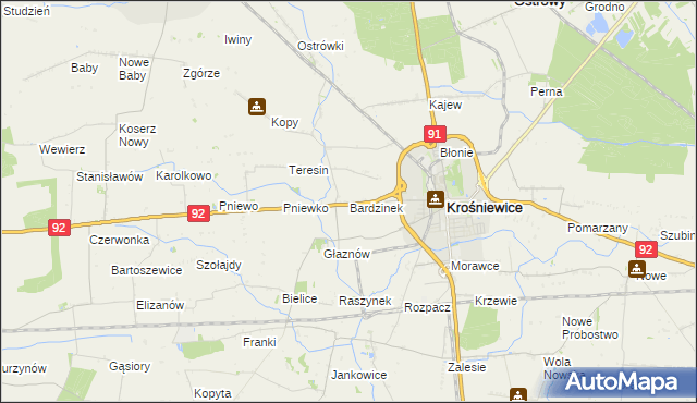 mapa Bardzinek, Bardzinek na mapie Targeo