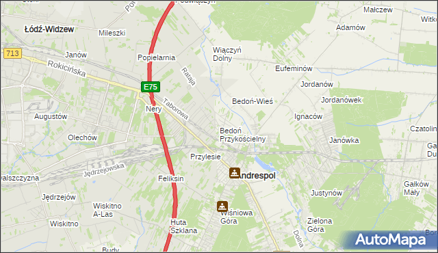 mapa Bedoń Przykościelny, Bedoń Przykościelny na mapie Targeo