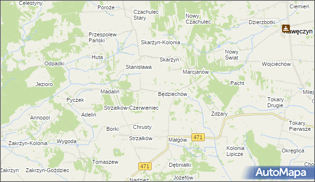 mapa Będziechów, Będziechów na mapie Targeo